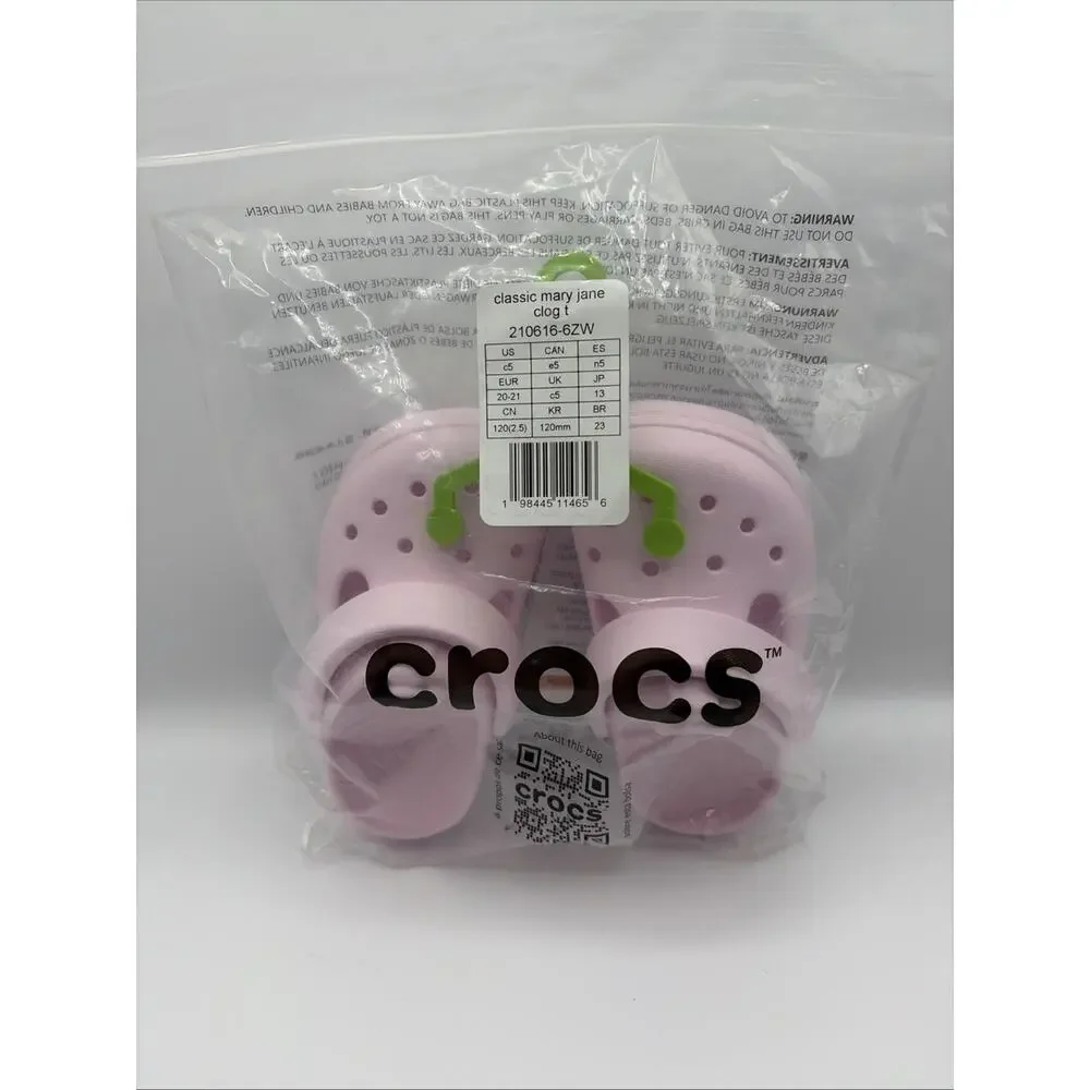 Crocs Classic Mary Jane Clog Light Pink Girl Kids Size C 5 EUR 21 NWT 210616-6ZW